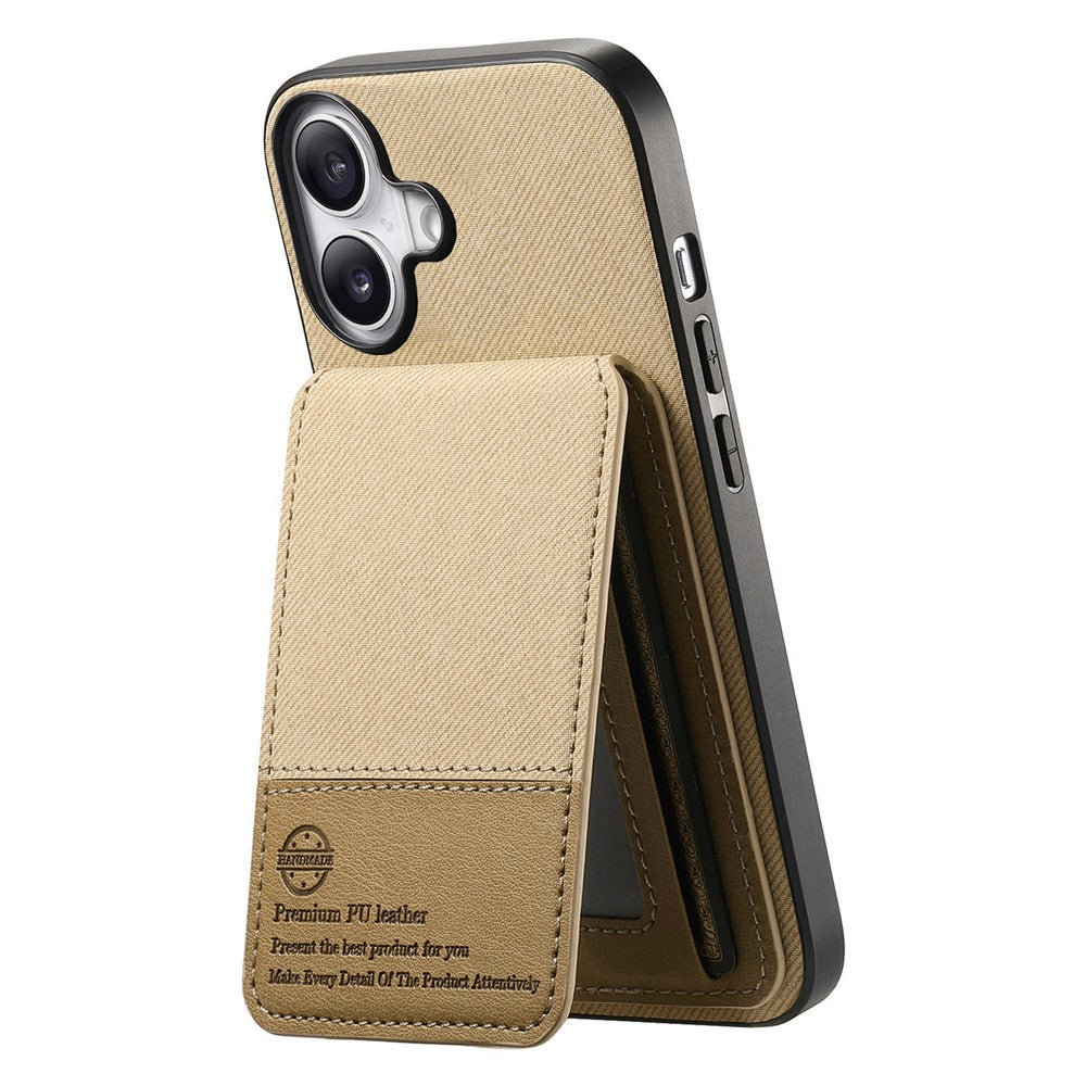 For iPhone 17 Case Cloth Texture Leather + PC + TPU RFID Blocking Phone Cover with Card Holder