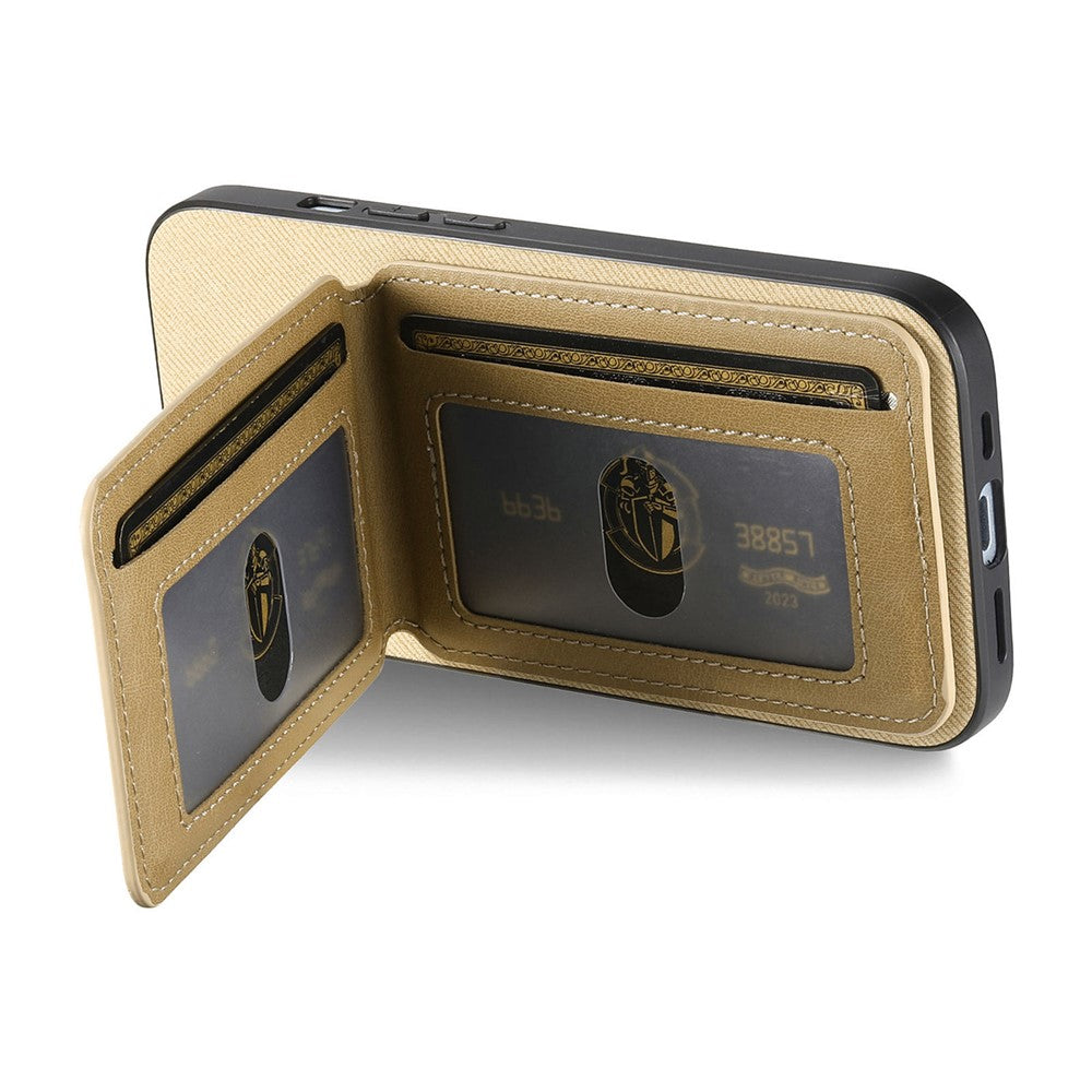 For iPhone 17 Case Cloth Texture Leather + PC + TPU RFID Blocking Phone Cover with Card Holder