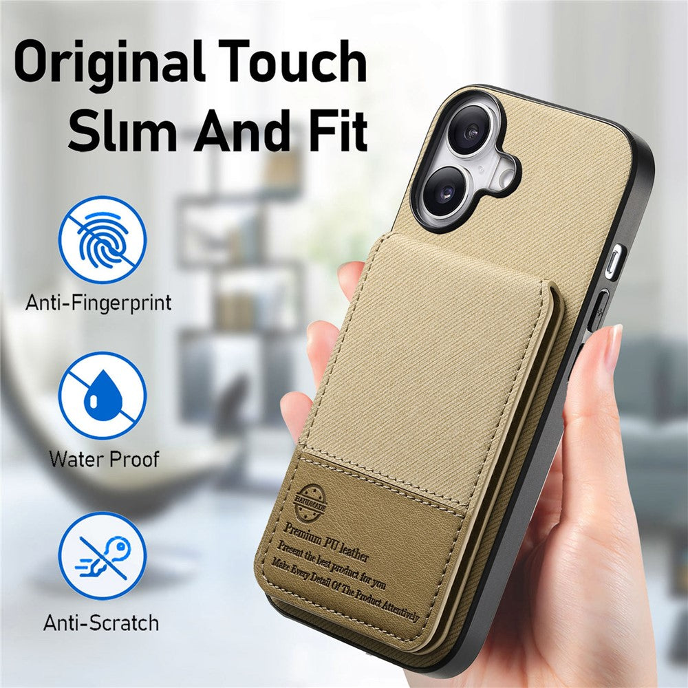 For iPhone 17 Case Cloth Texture Leather + PC + TPU RFID Blocking Phone Cover with Card Holder