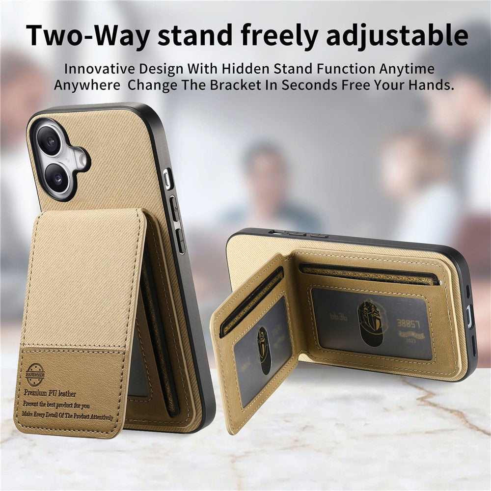 For iPhone 17 Case Cloth Texture Leather + PC + TPU RFID Blocking Phone Cover with Card Holder