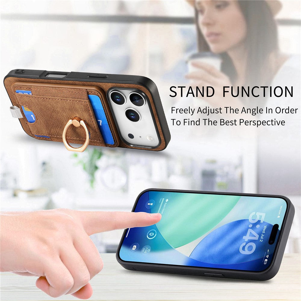For iPhone 17 Pro Max Magnetic Case PU Leather Back Cover with Detachable Card Holder