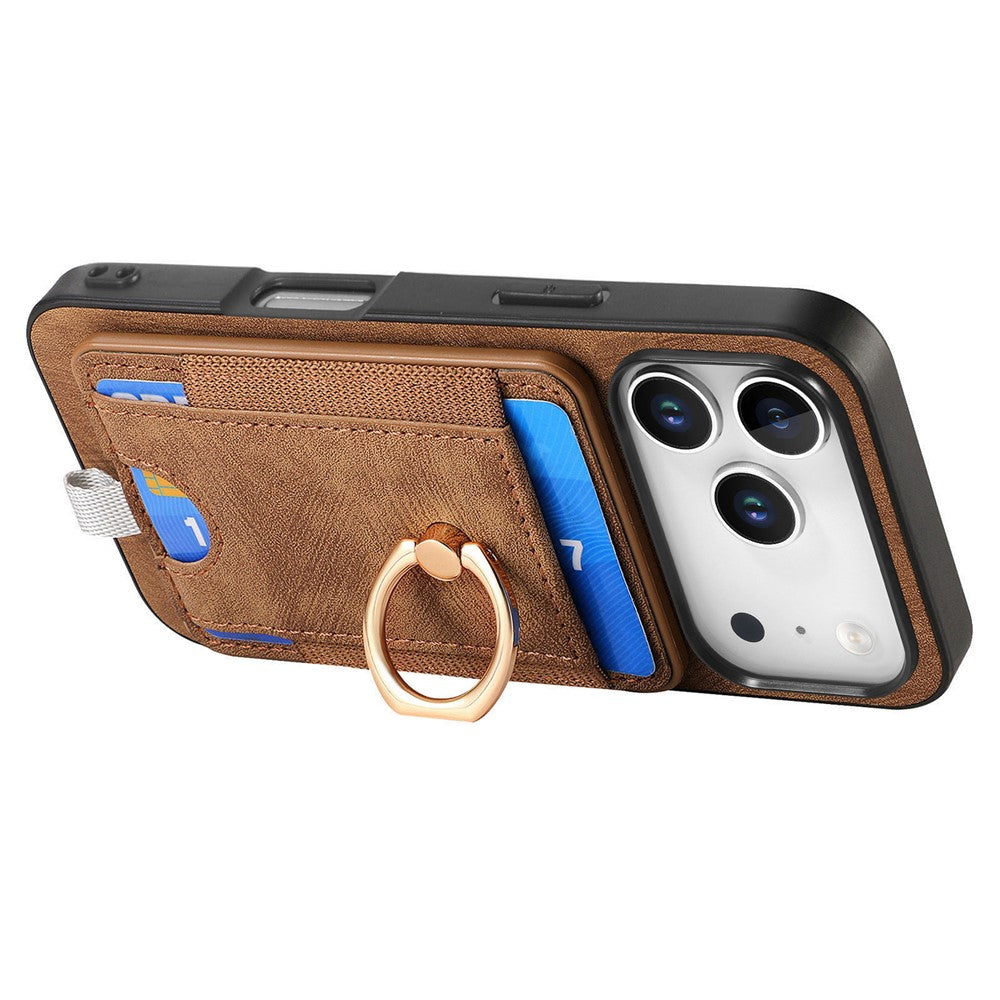 For iPhone 17 Pro Max Magnetic Case PU Leather Back Cover with Detachable Card Holder