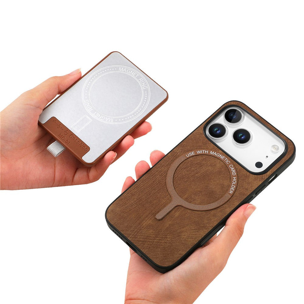 For iPhone 17 Pro Max Magnetic Case PU Leather Back Cover with Detachable Card Holder