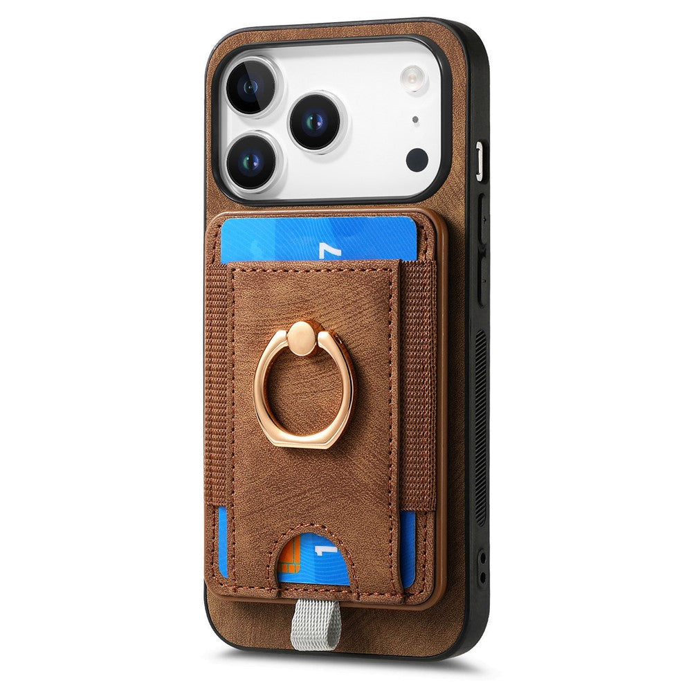 For iPhone 17 Pro Max Magnetic Case PU Leather Back Cover with Detachable Card Holder