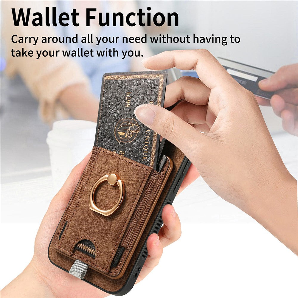 For iPhone 17 Pro Max Magnetic Case PU Leather Back Cover with Detachable Card Holder