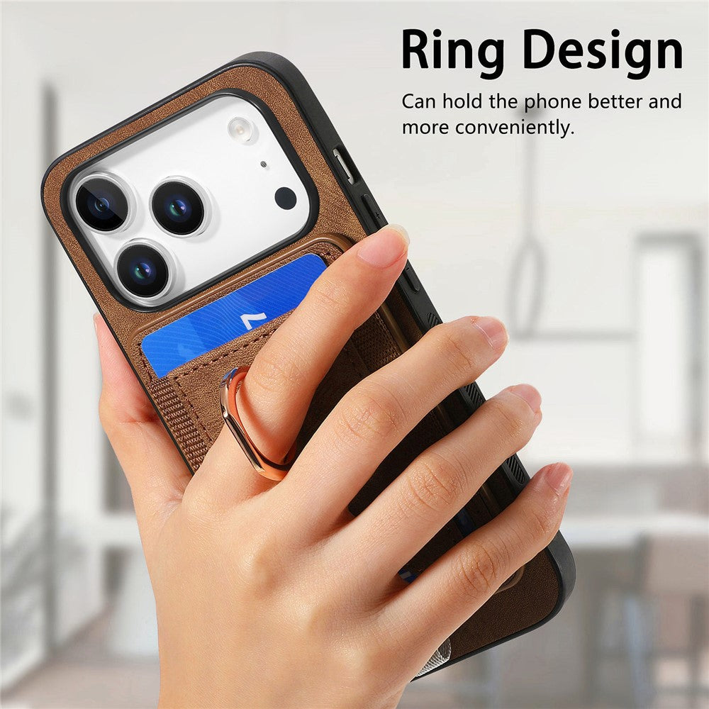 For iPhone 17 Pro Max Magnetic Case PU Leather Back Cover with Detachable Card Holder