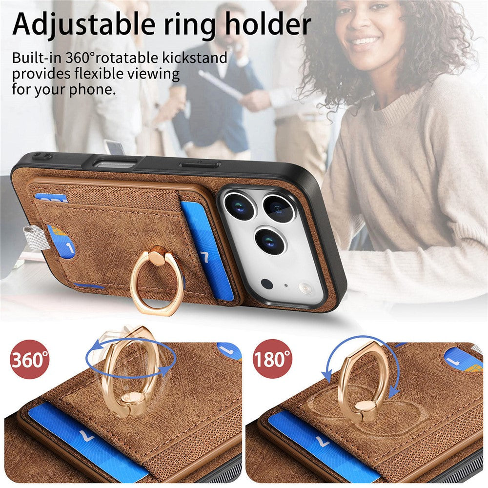 For iPhone 17 Pro Max Magnetic Case PU Leather Back Cover with Detachable Card Holder