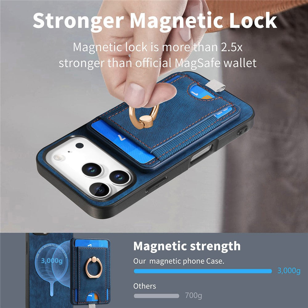 Étui magnétique pour iPhone 17 Pro, coque arrière en cuir PU avec porte-cartes amovible