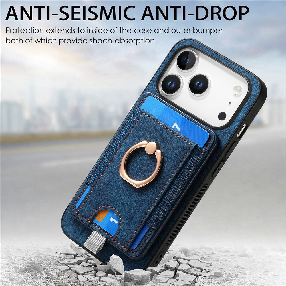 Étui magnétique pour iPhone 17 Pro, coque arrière en cuir PU avec porte-cartes amovible