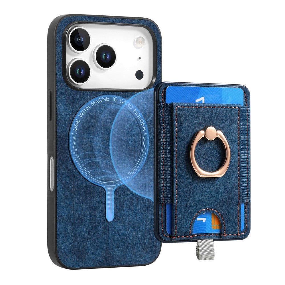 Étui magnétique pour iPhone 17 Pro, coque arrière en cuir PU avec porte-cartes amovible