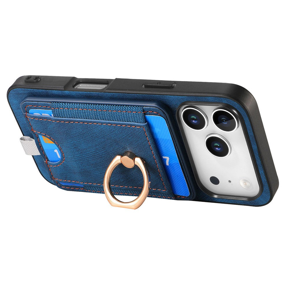 Étui magnétique pour iPhone 17 Pro, coque arrière en cuir PU avec porte-cartes amovible