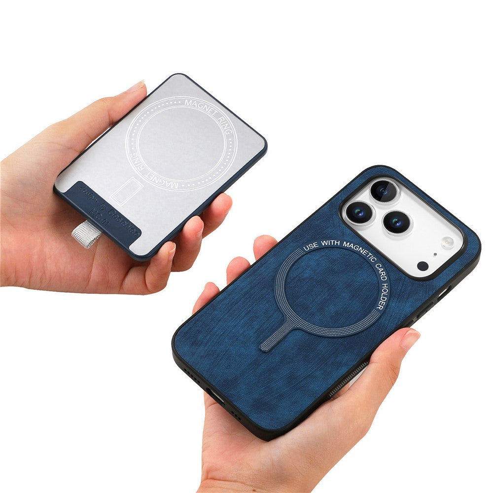Étui magnétique pour iPhone 17 Pro, coque arrière en cuir PU avec porte-cartes amovible