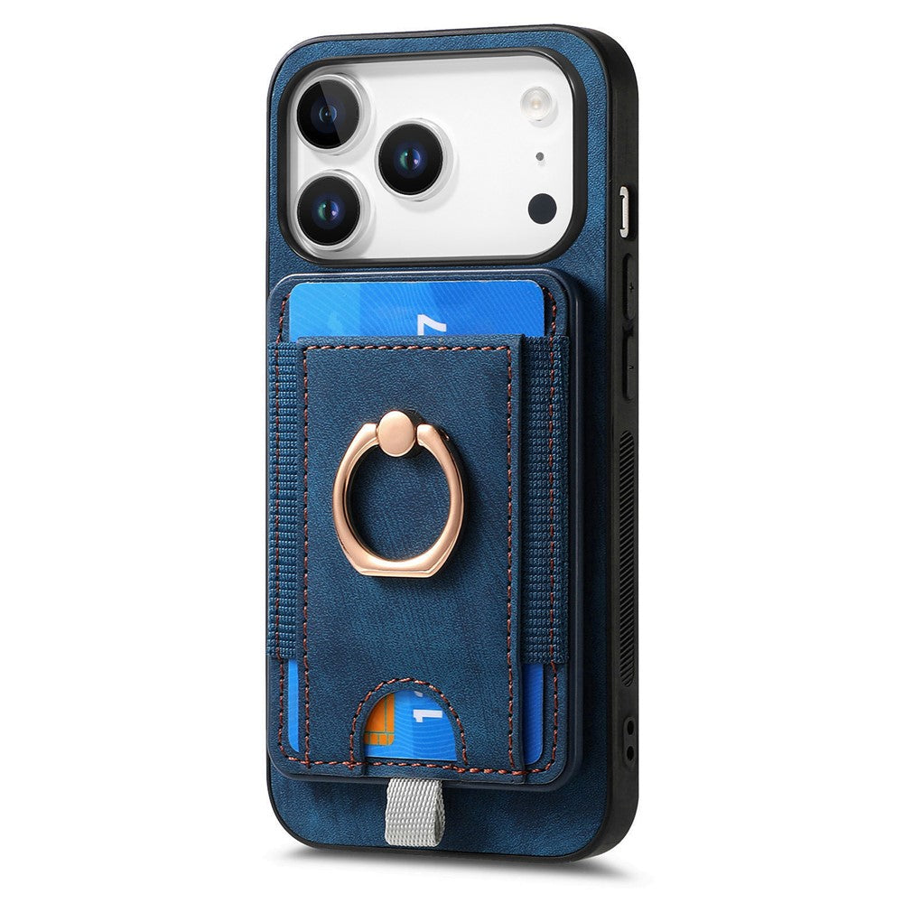 Étui magnétique pour iPhone 17 Pro, coque arrière en cuir PU avec porte-cartes amovible
