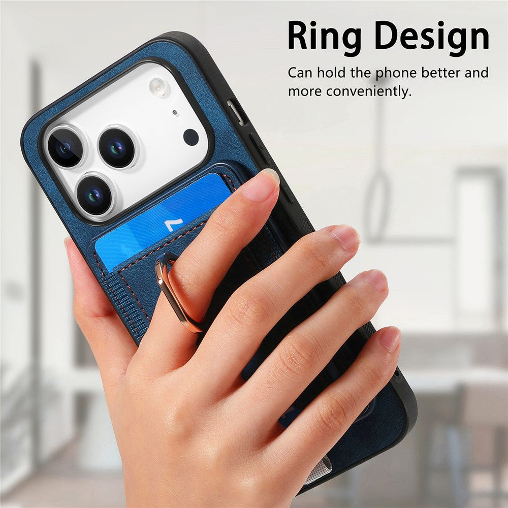 Étui magnétique pour iPhone 17 Pro, coque arrière en cuir PU avec porte-cartes amovible