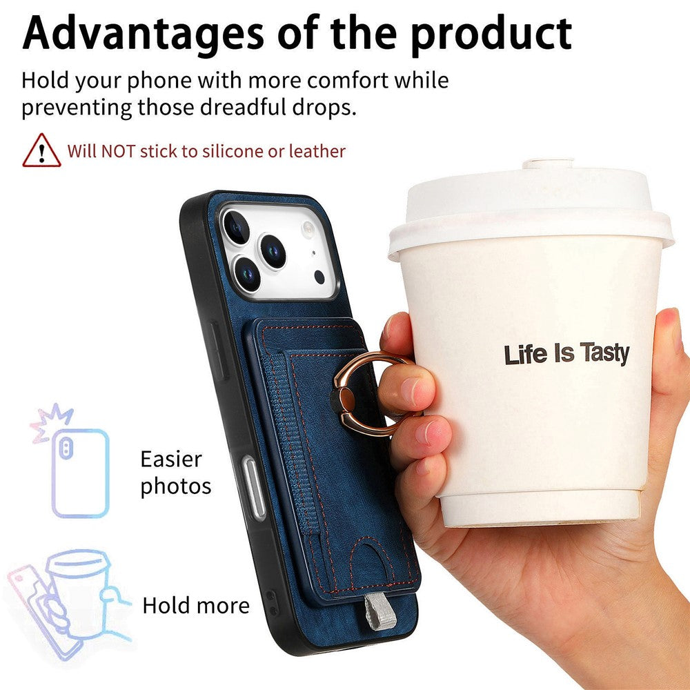 Étui magnétique pour iPhone 17 Pro, coque arrière en cuir PU avec porte-cartes amovible