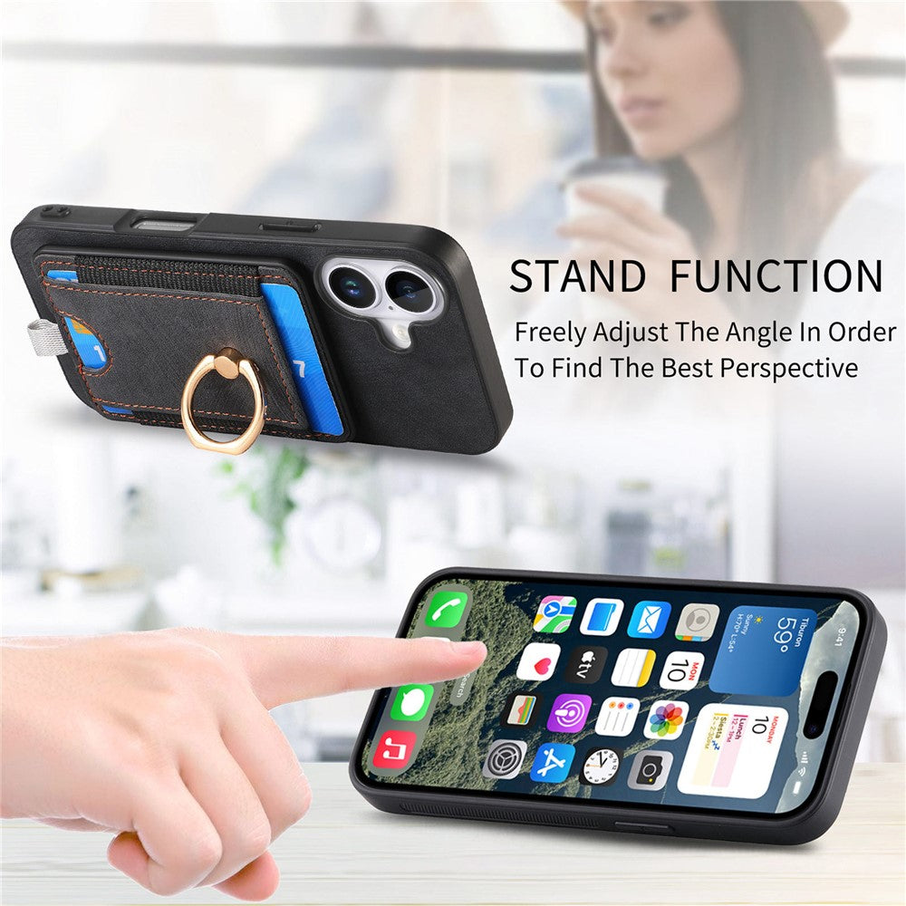 Étui magnétique pour iPhone 17, coque arrière en cuir PU avec porte-cartes amovible