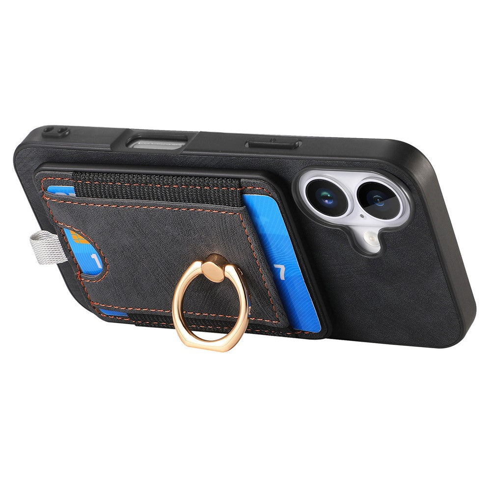 Étui magnétique pour iPhone 17, coque arrière en cuir PU avec porte-cartes amovible