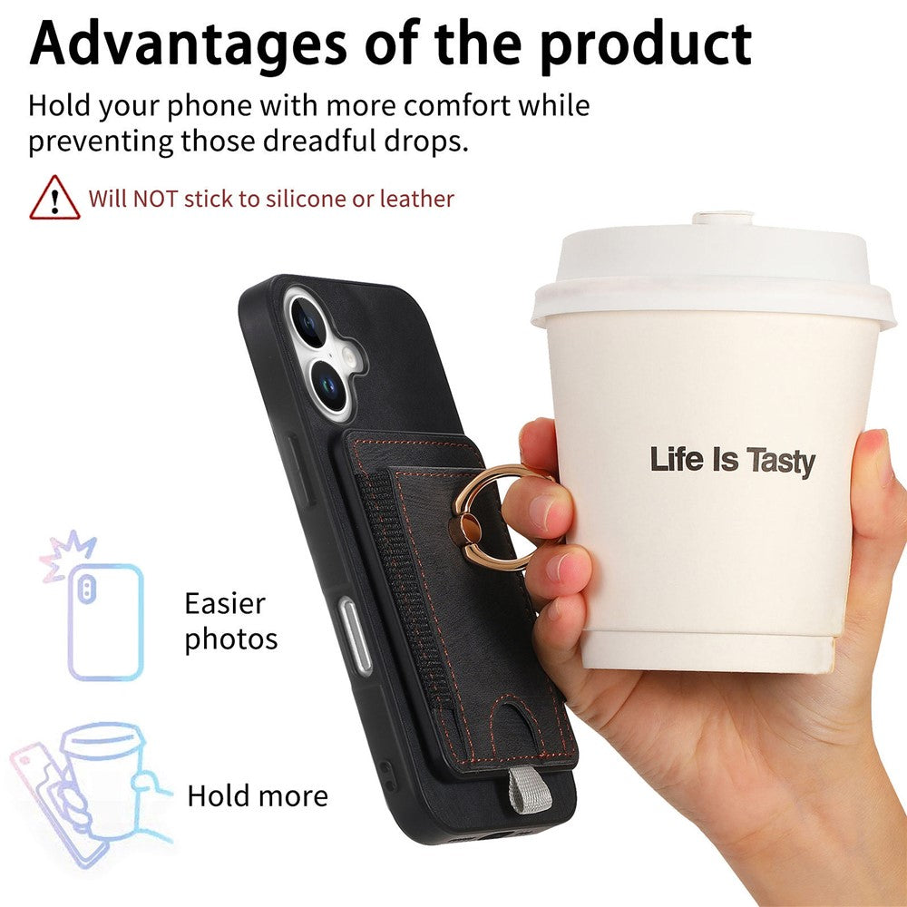 Étui magnétique pour iPhone 17, coque arrière en cuir PU avec porte-cartes amovible