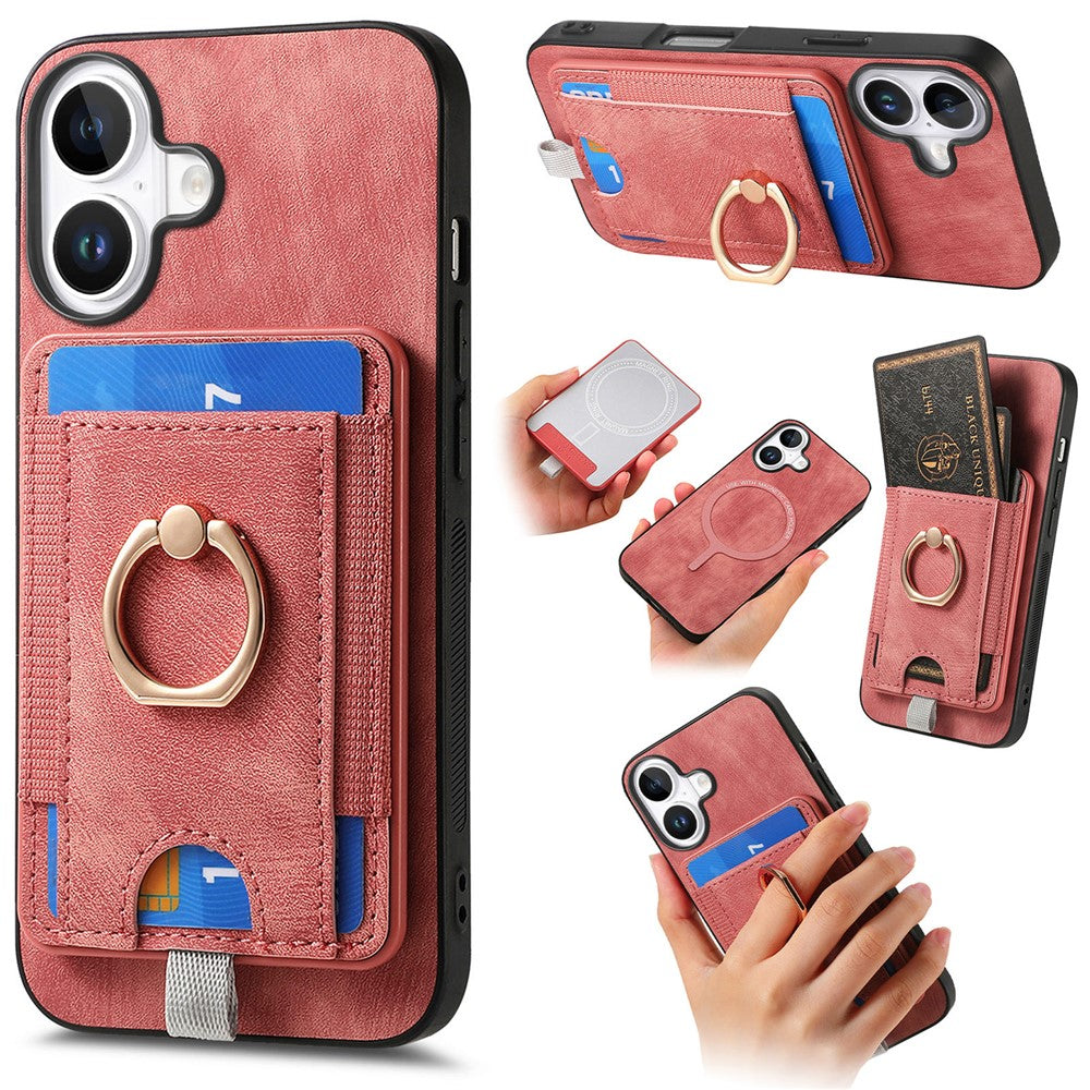 Étui magnétique pour iPhone 17, coque arrière en cuir PU avec porte-cartes amovible