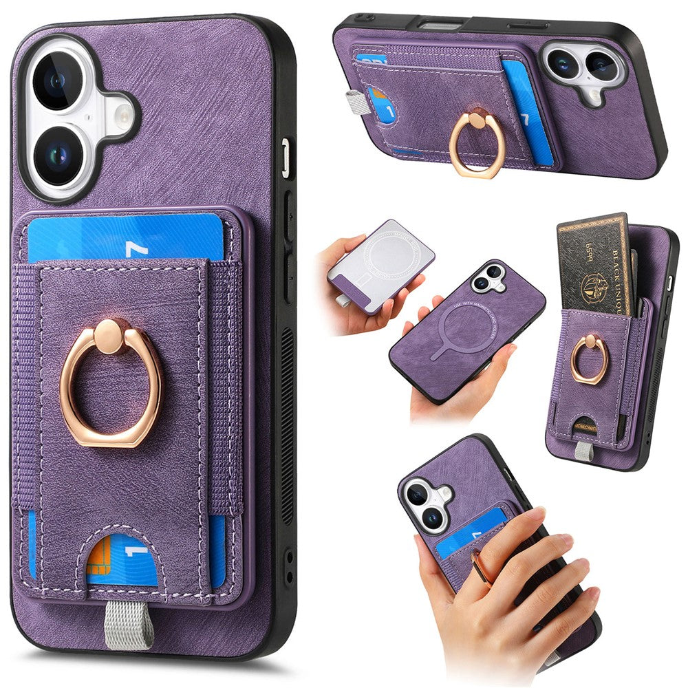 Étui magnétique pour iPhone 17, coque arrière en cuir PU avec porte-cartes amovible
