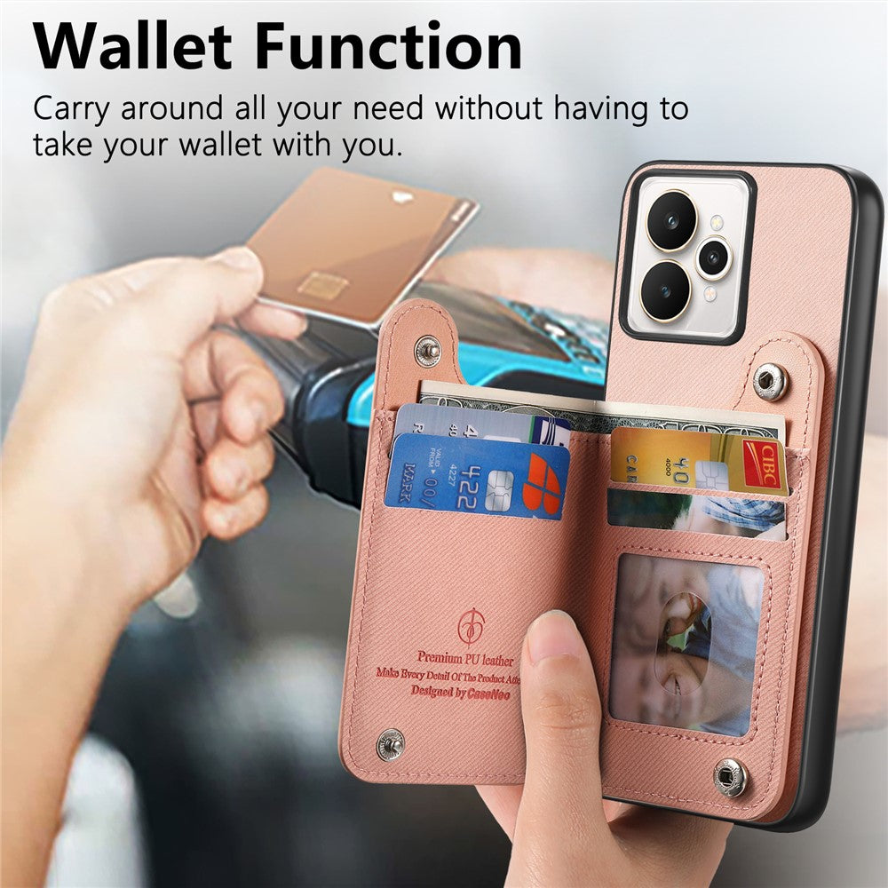 For Realme 15 5G Case RFID Blocking Card Holder Jeans Cloth Texture Leather Back Cover with Elastic Wristband