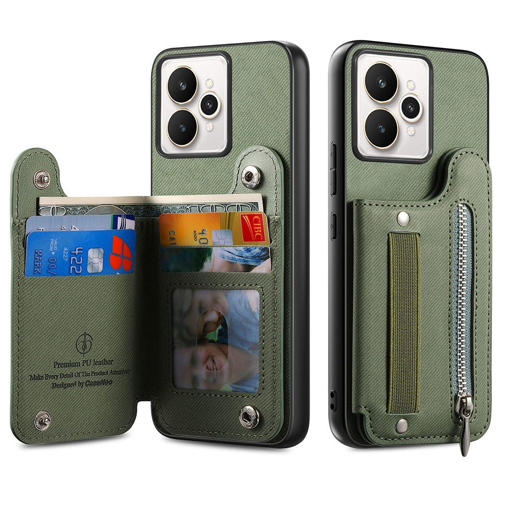 For Realme 15 5G Case RFID Blocking Card Holder Jeans Cloth Texture Leather Back Cover with Elastic Wristband