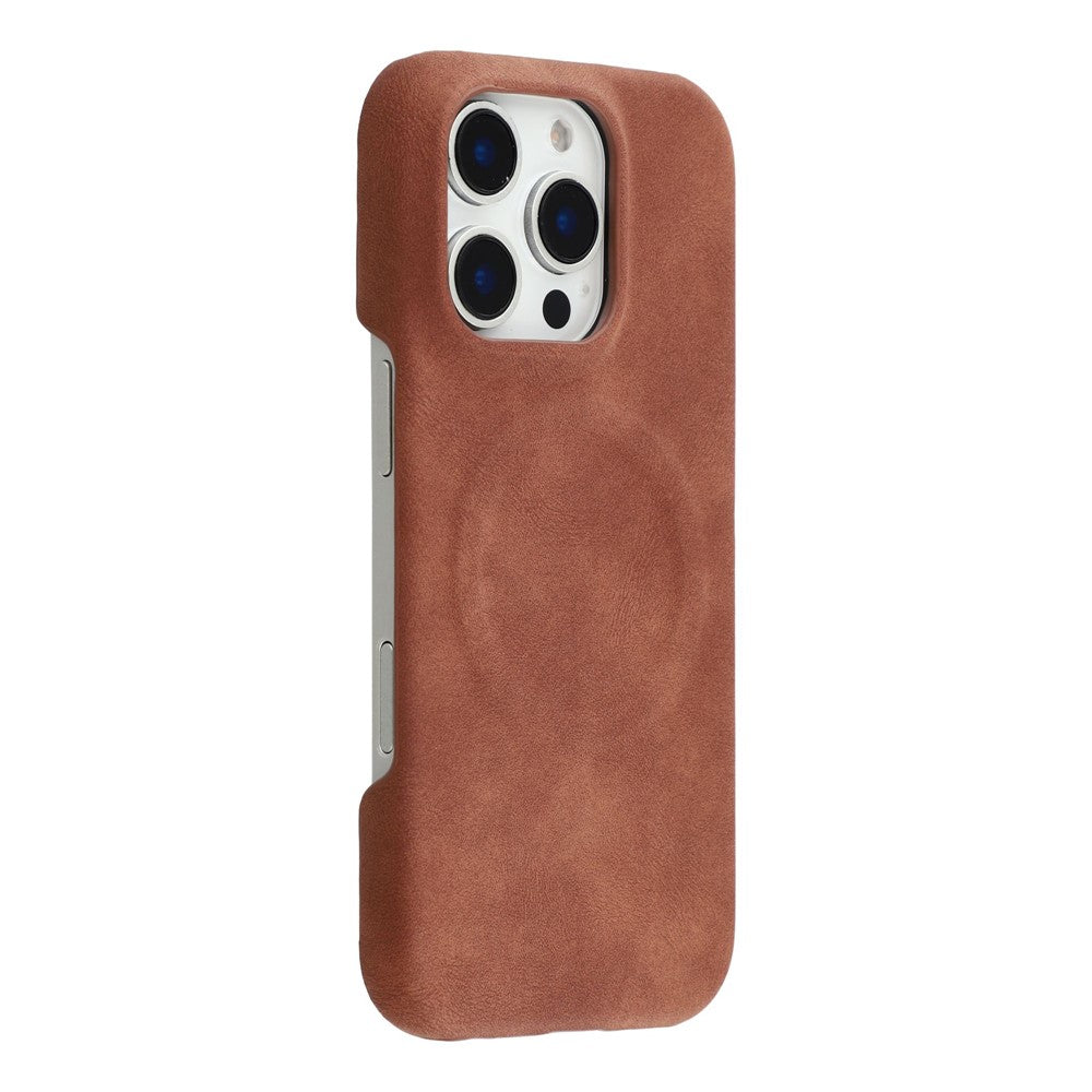 For iPhone 16 Pro Max Case Compatible with MagSafe Skin-Touch Leather + PC Back Cover