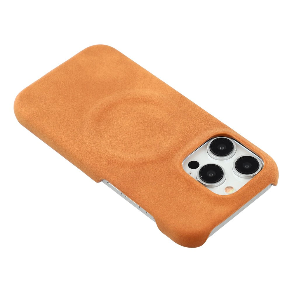 Étui pour iPhone 14 Pro Max compatible MagSafe, en cuir souple et polycarbonate.