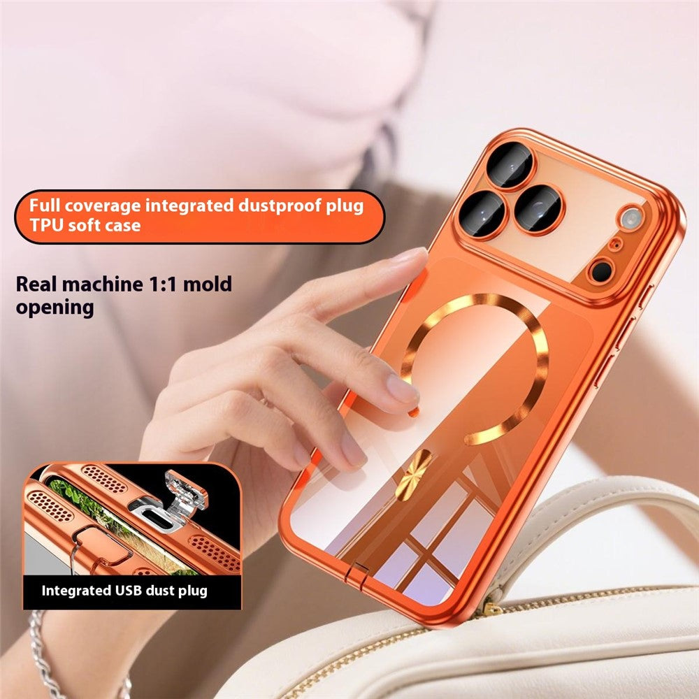 Coque pour iPhone 17 Pro Max avec cadre électroplaqué et coque translucide en TPU, compatible MagSafe