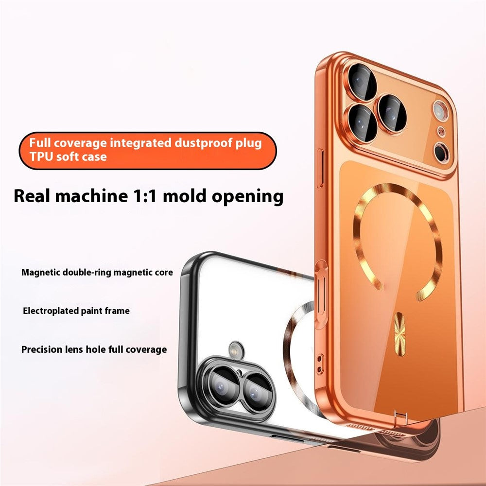 For iPhone 17 Pro Max Case Electroplating Frame Translucent TPU Phone Cover Compatible with MagSafe