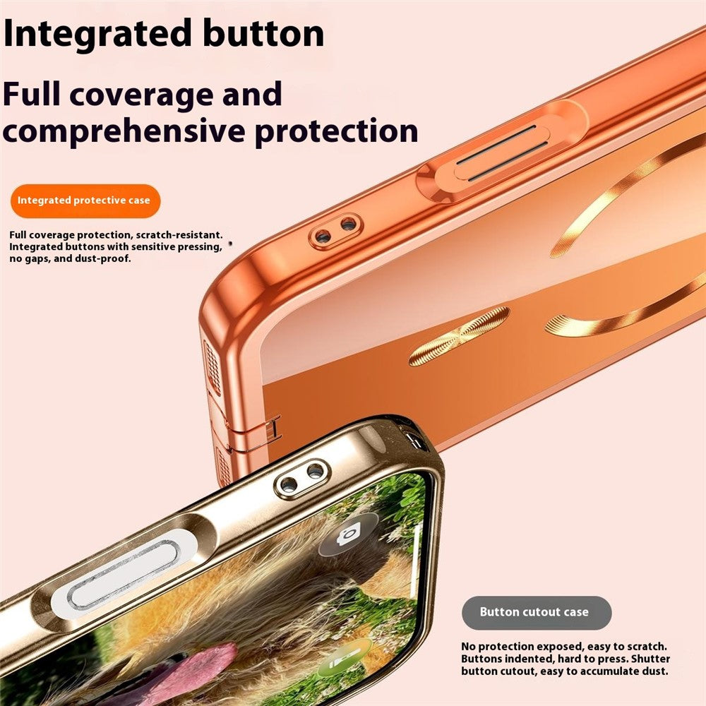 For iPhone 17 Pro Max Case Electroplating Frame Translucent TPU Phone Cover Compatible with MagSafe