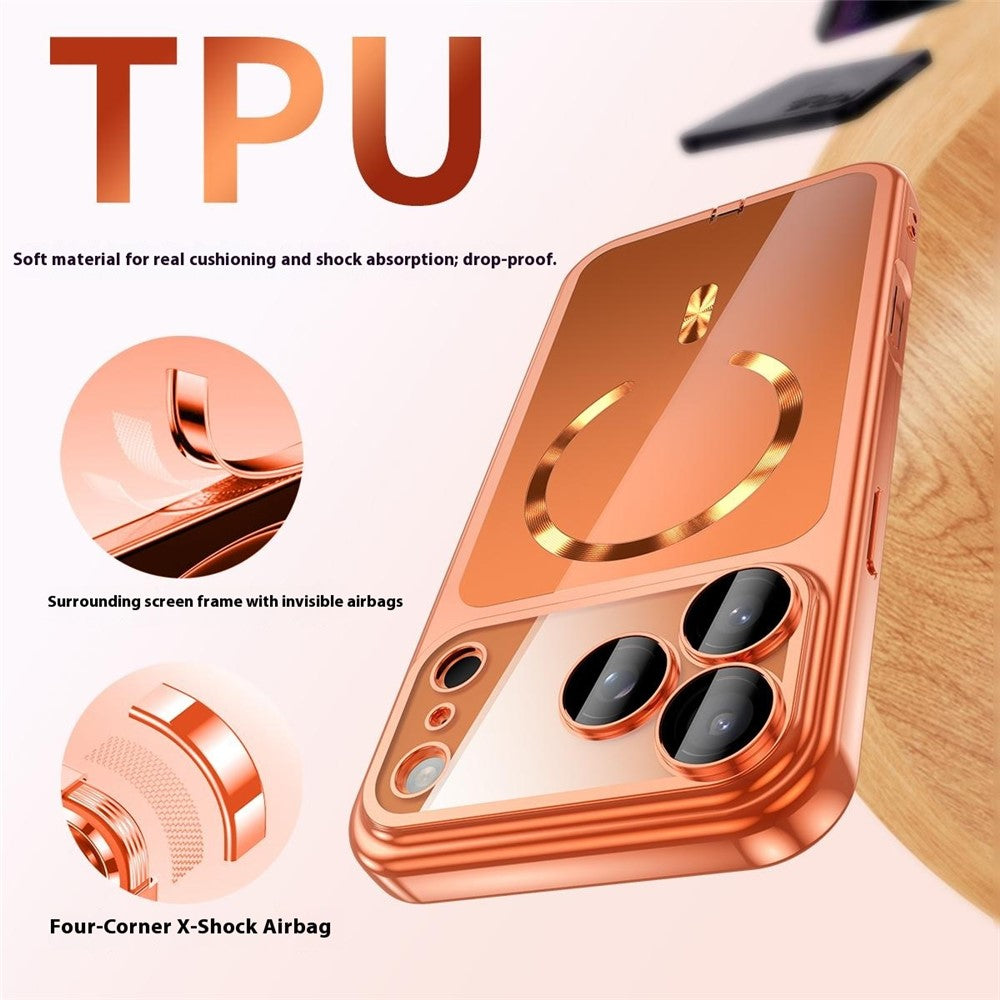 For iPhone 17 Pro Max Case Electroplating Frame Translucent TPU Phone Cover Compatible with MagSafe