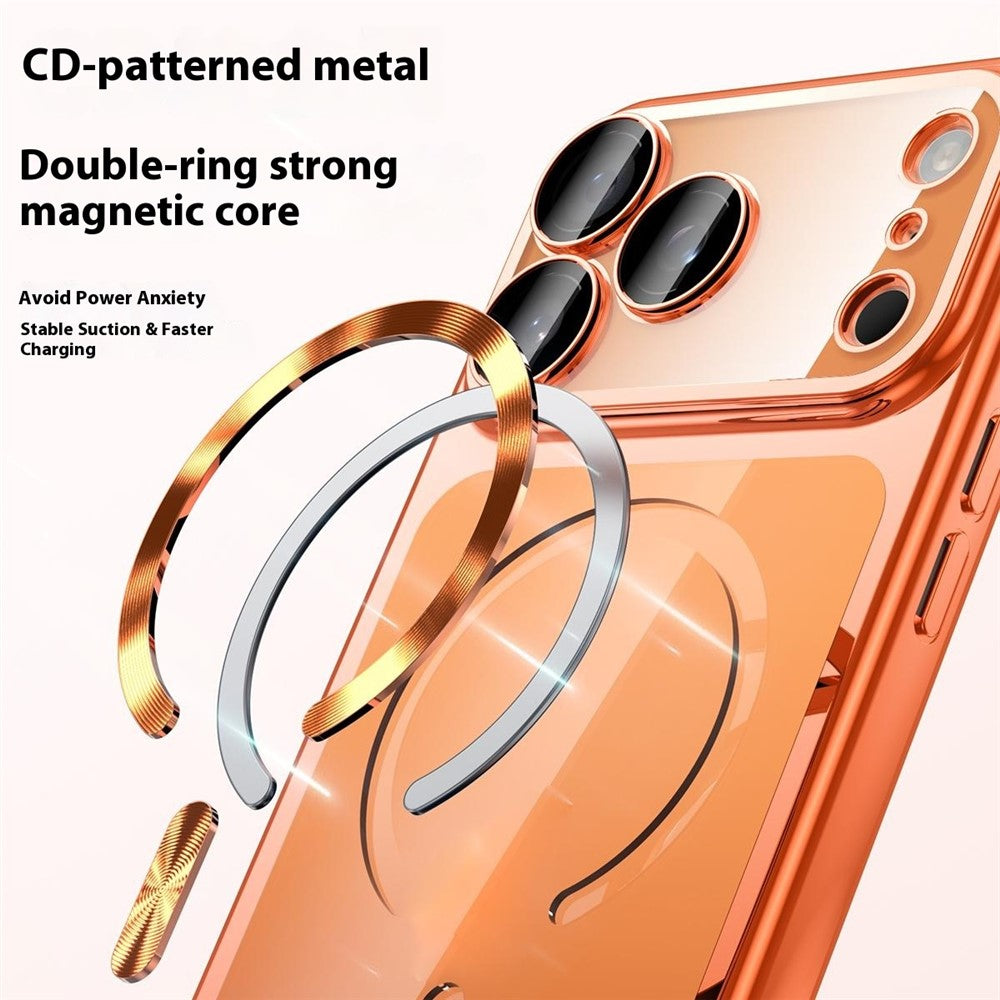 For iPhone 17 Pro Max Case Electroplating Frame Translucent TPU Phone Cover Compatible with MagSafe