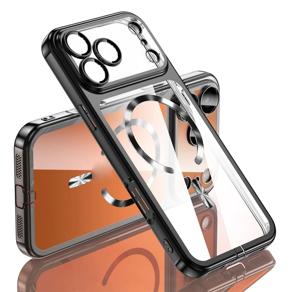 Coque pour iPhone 17 Pro Max avec cadre électroplaqué et coque translucide en TPU, compatible MagSafe