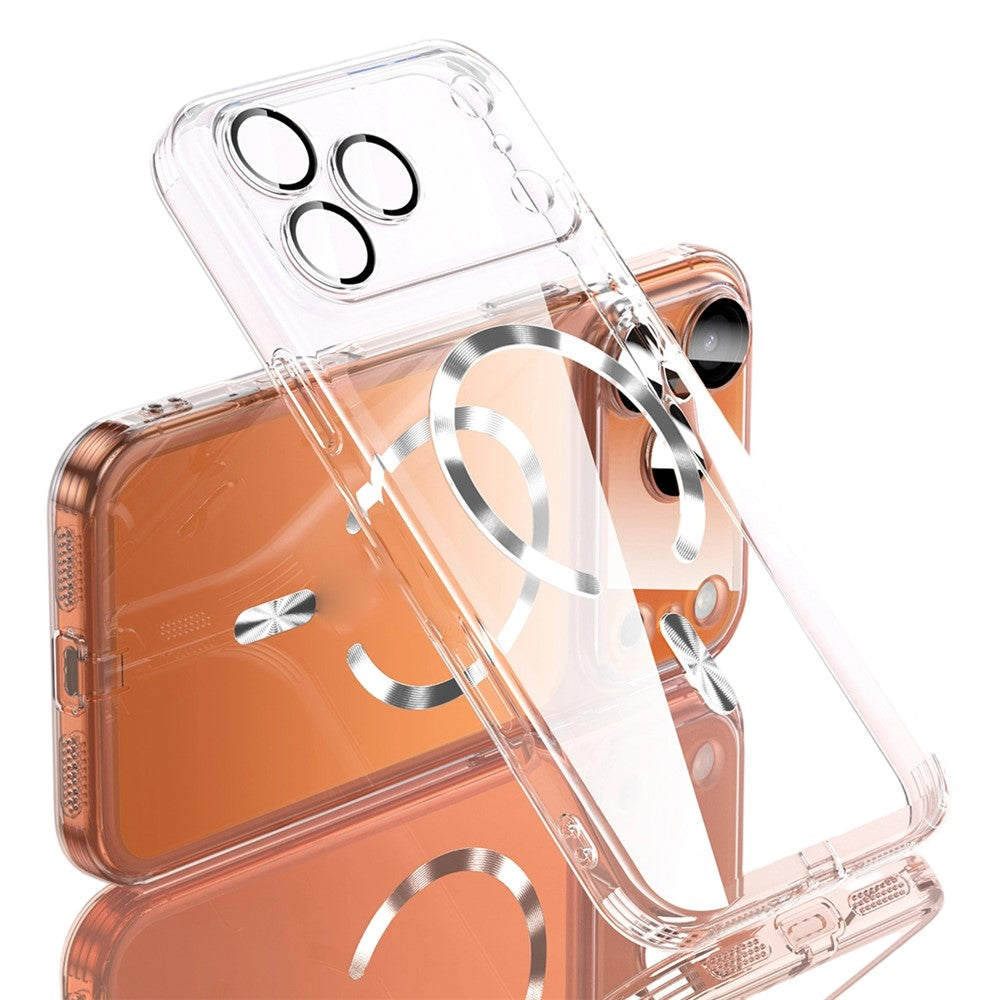 For iPhone 17 Pro Max Case Electroplating Frame Translucent TPU Phone Cover Compatible with MagSafe
