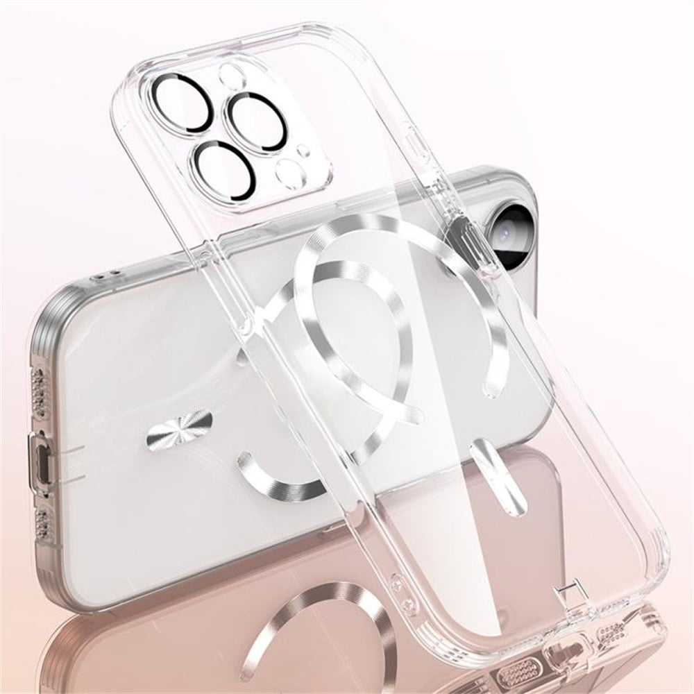For iPhone 16 Pro Case Electroplating Frame Translucent TPU Phone Cover Compatible with MagSafe