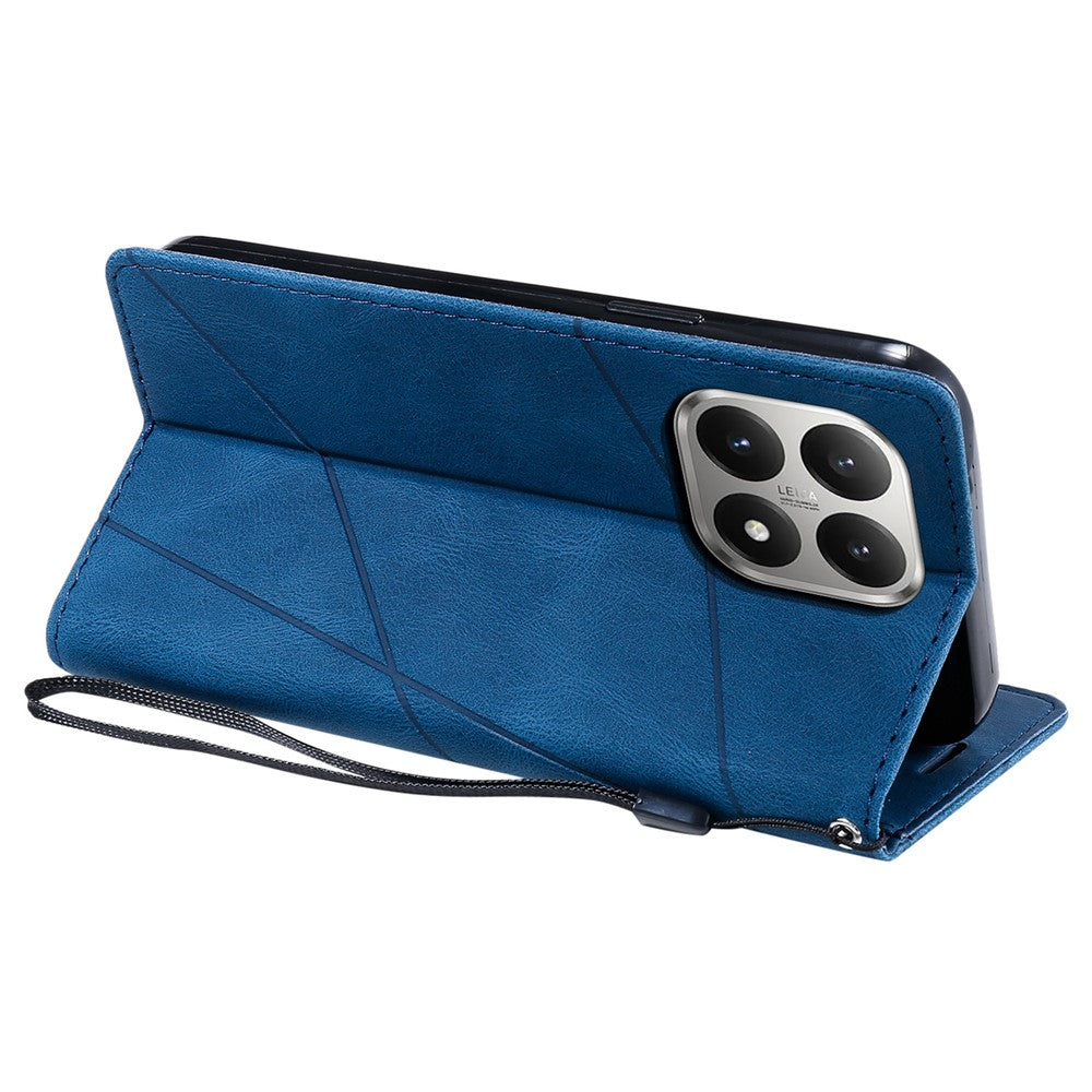 For Xiaomi 15T Case Imprinted Lines PU Leather Splicing Wallet Phone Cover