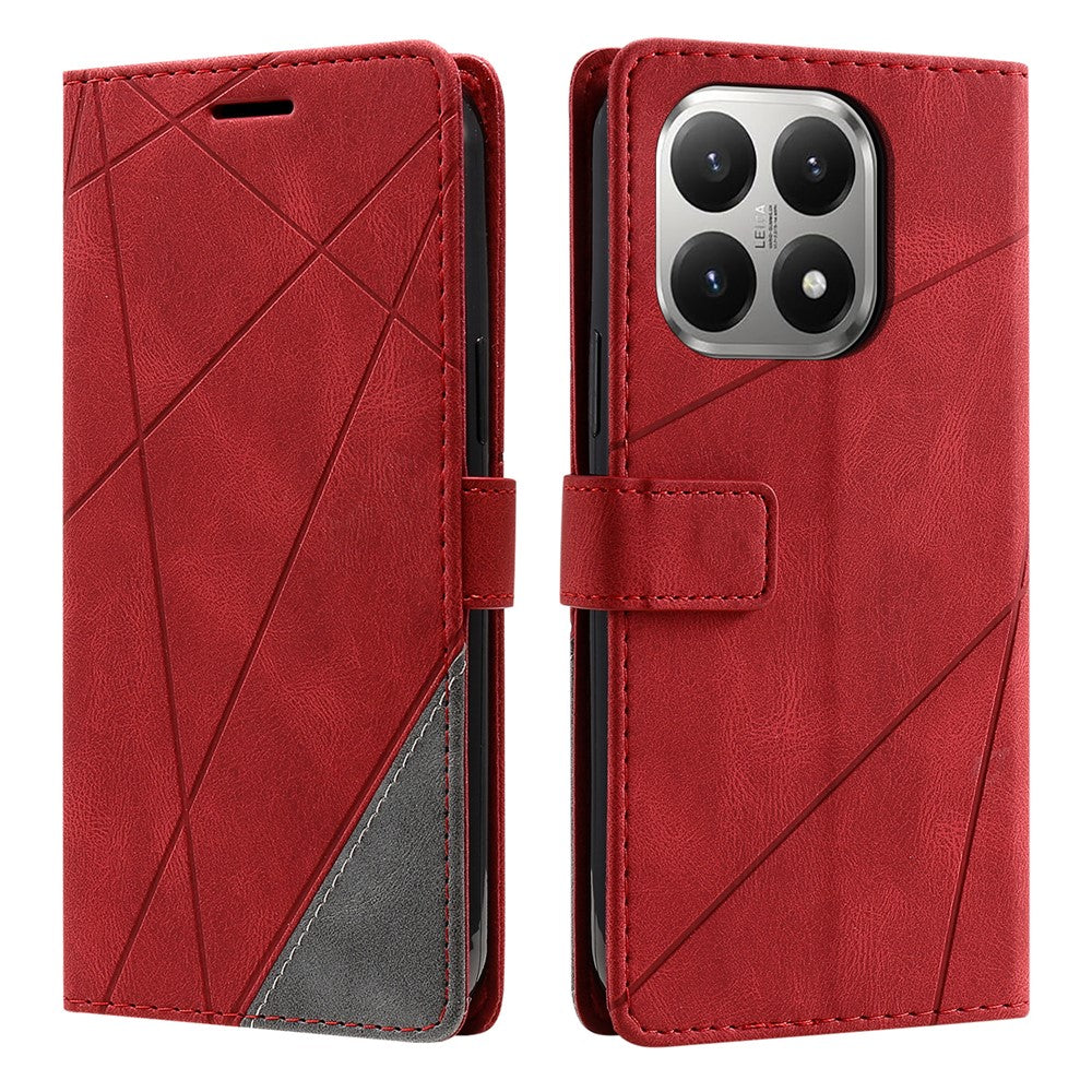 For Xiaomi 15T Case Imprinted Lines PU Leather Splicing Wallet Phone Cover