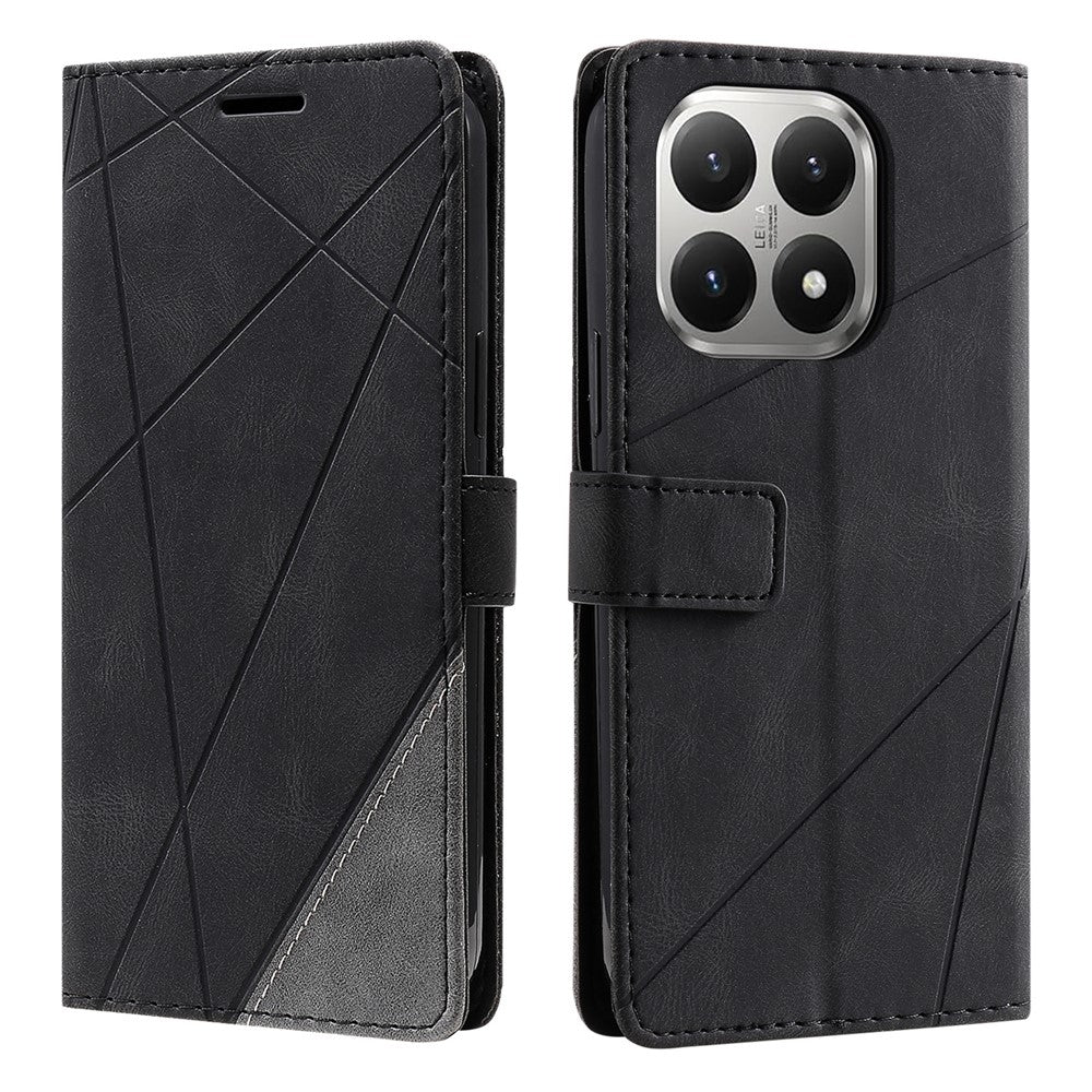 For Xiaomi 15T Case Imprinted Lines PU Leather Splicing Wallet Phone Cover