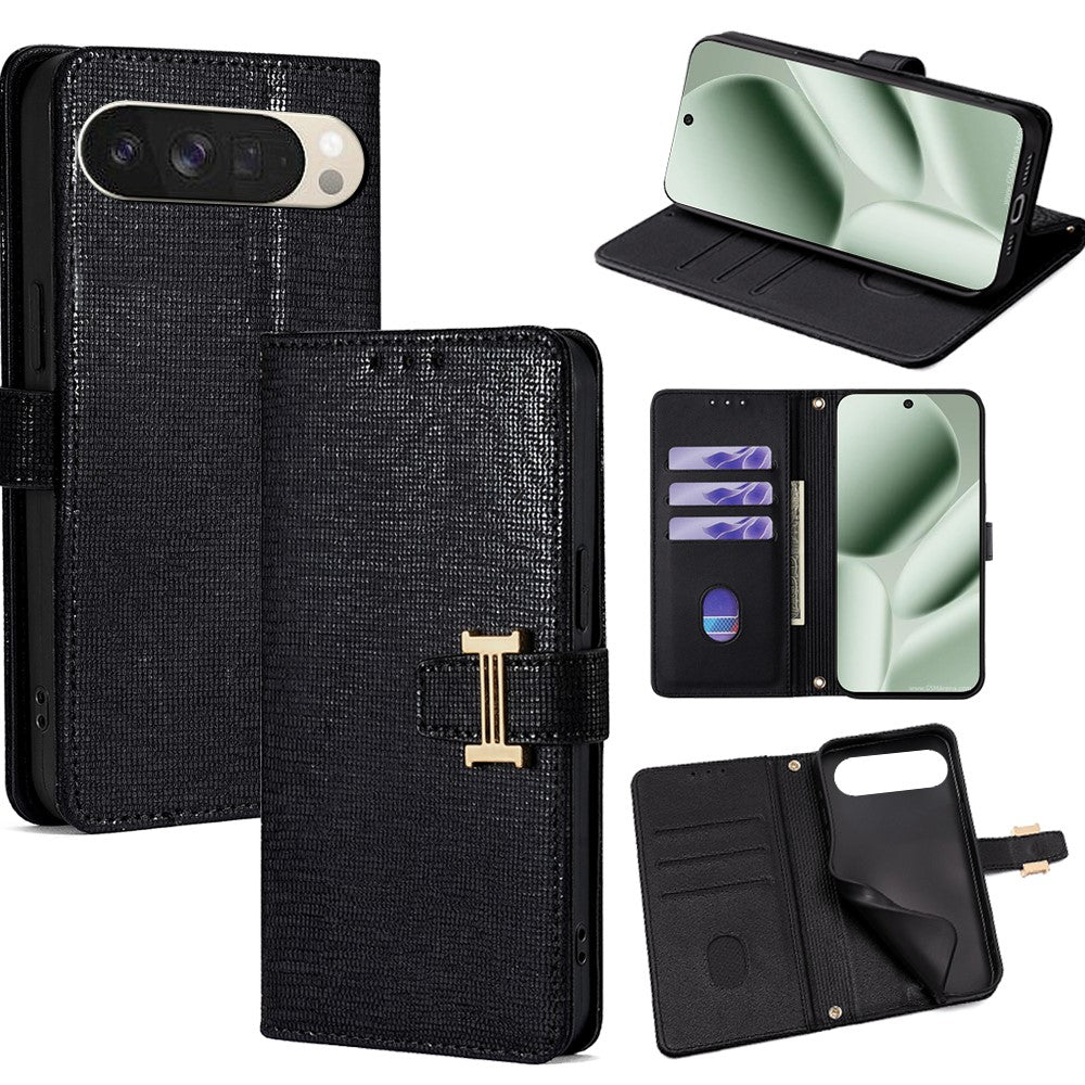 For Google Pixel 10 Case Metal I-Buckle PU Leather Wallet Phone Cover