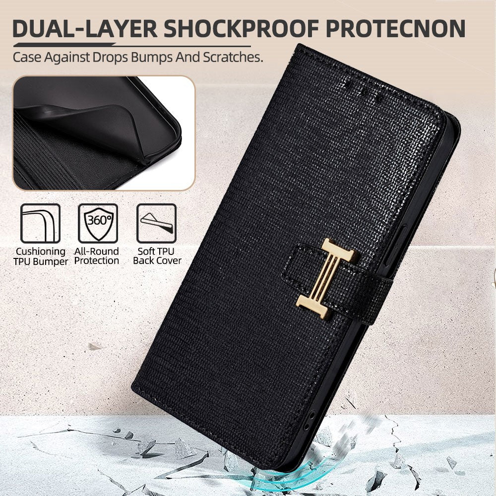 For Samsung Galaxy A07 4G Case Metal I-Buckle PU Leather Wallet Phone Cover