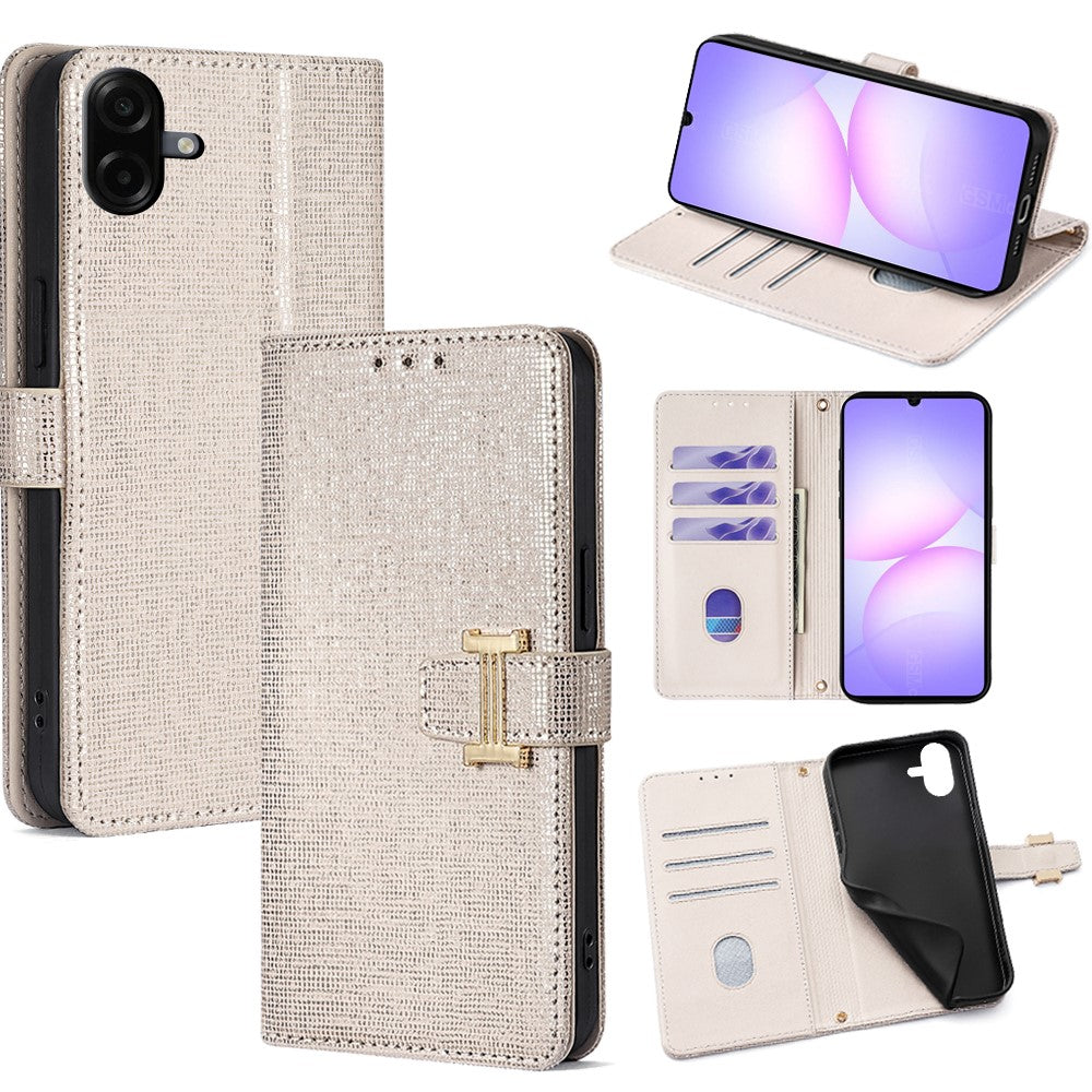 For Samsung Galaxy A07 4G Case Metal I-Buckle PU Leather Wallet Phone Cover