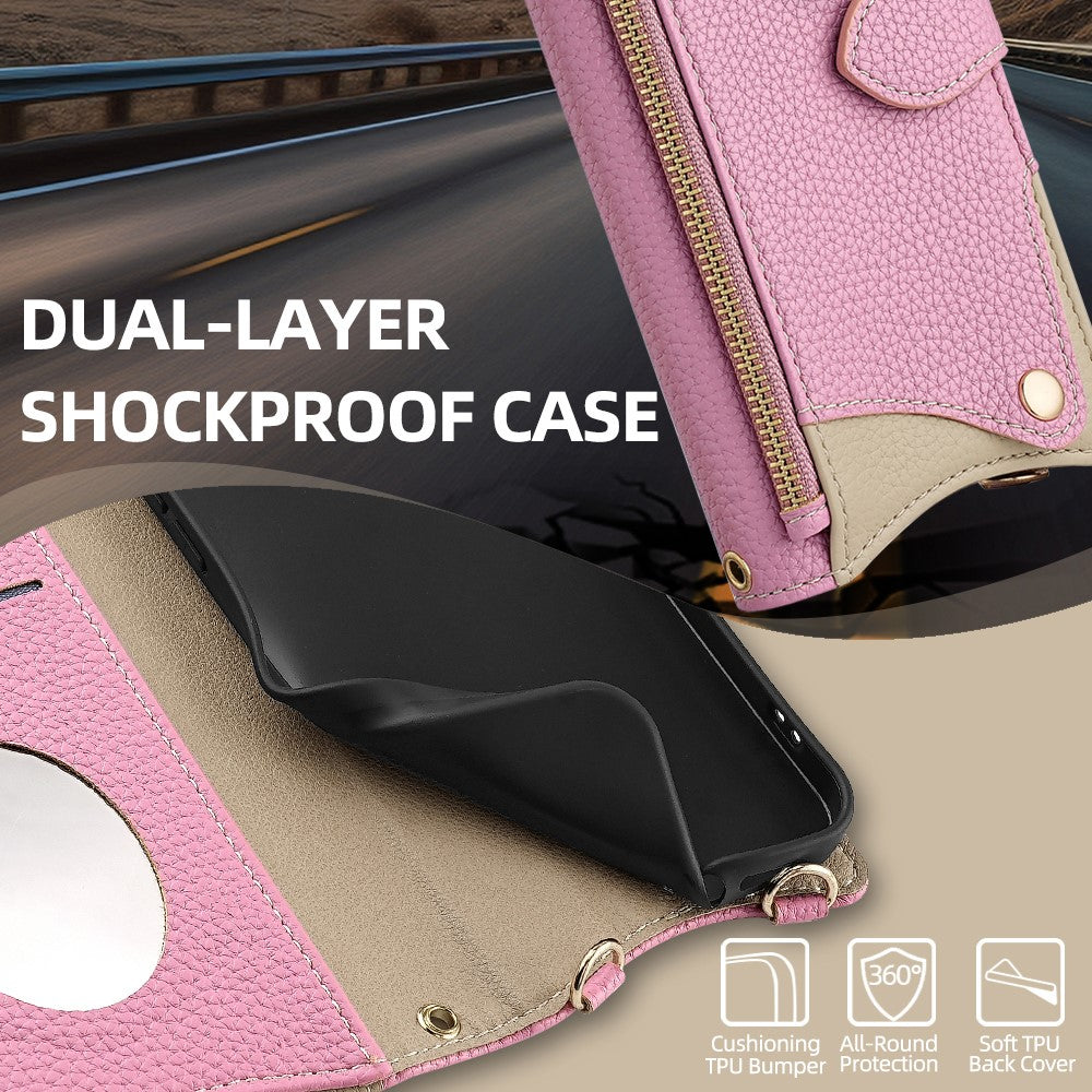 For Google Pixel 10 Leather Case Wallet Stand Cover Irregular Tail Style with Chain Strap