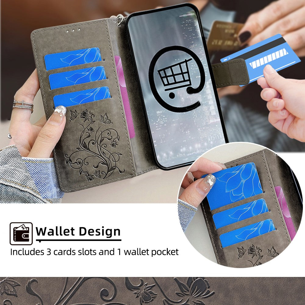 For Google Pixel 10 Case Butterfly Flower Imprinted PU Leather Wallet Phone Cover