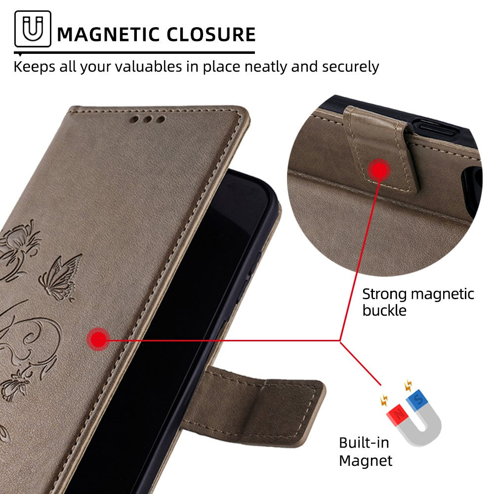 For Google Pixel 10 Case Butterfly Flower Imprinted PU Leather Wallet Phone Cover