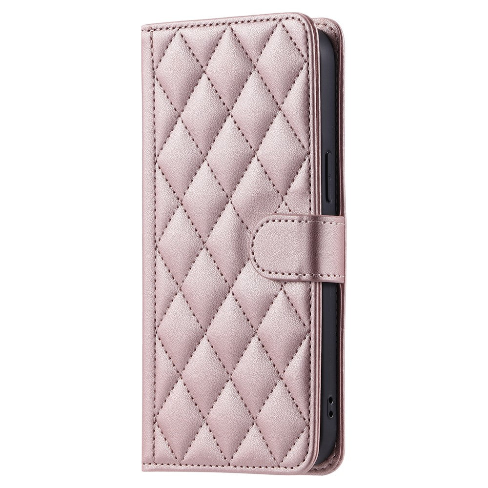 For Sony Xperia 10 VII Case Wallet Rhombus Grid PU Leather Phone Cover with Shoulder Strap / Wrist Strap