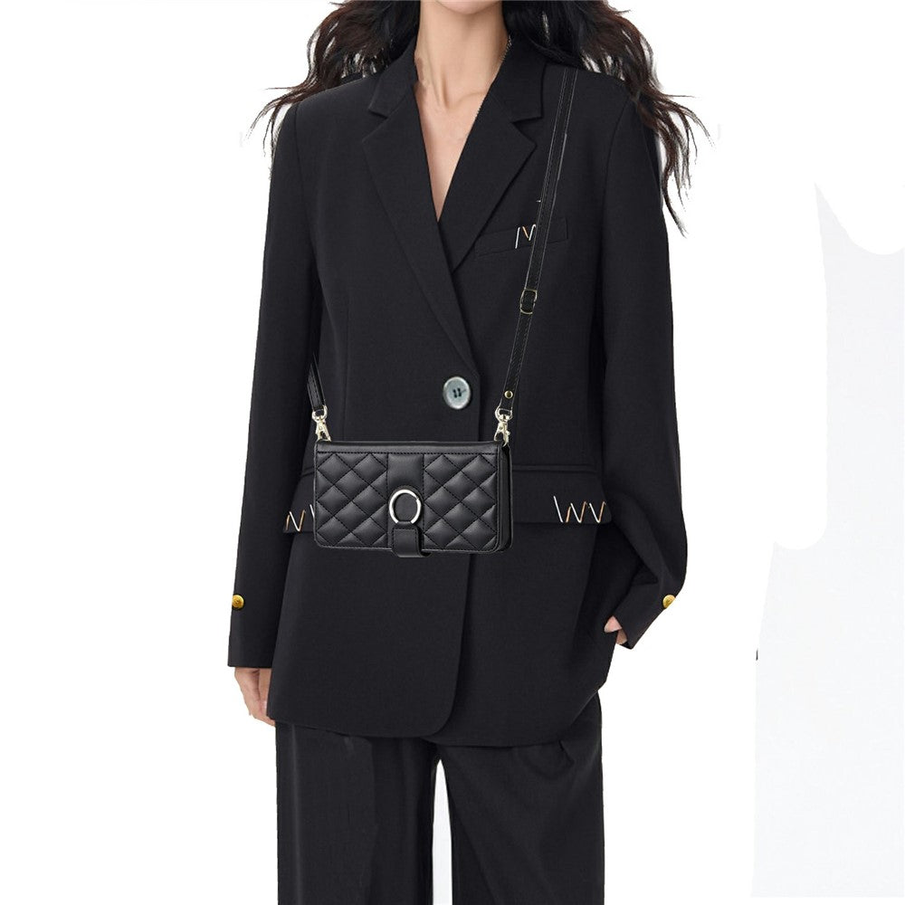 For Sony Xperia 10 VII Case Ring Buckle Wallet Stand Rhombus Crossbody Leather Mobile Cover