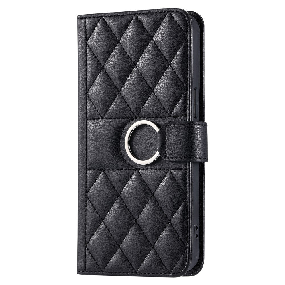 Crossbody Leather Case for Honor 400 Smart 5G / 4G / X7d 5G / 4G Ring Buckle Wallet Stand Rhombus Mobile Cover