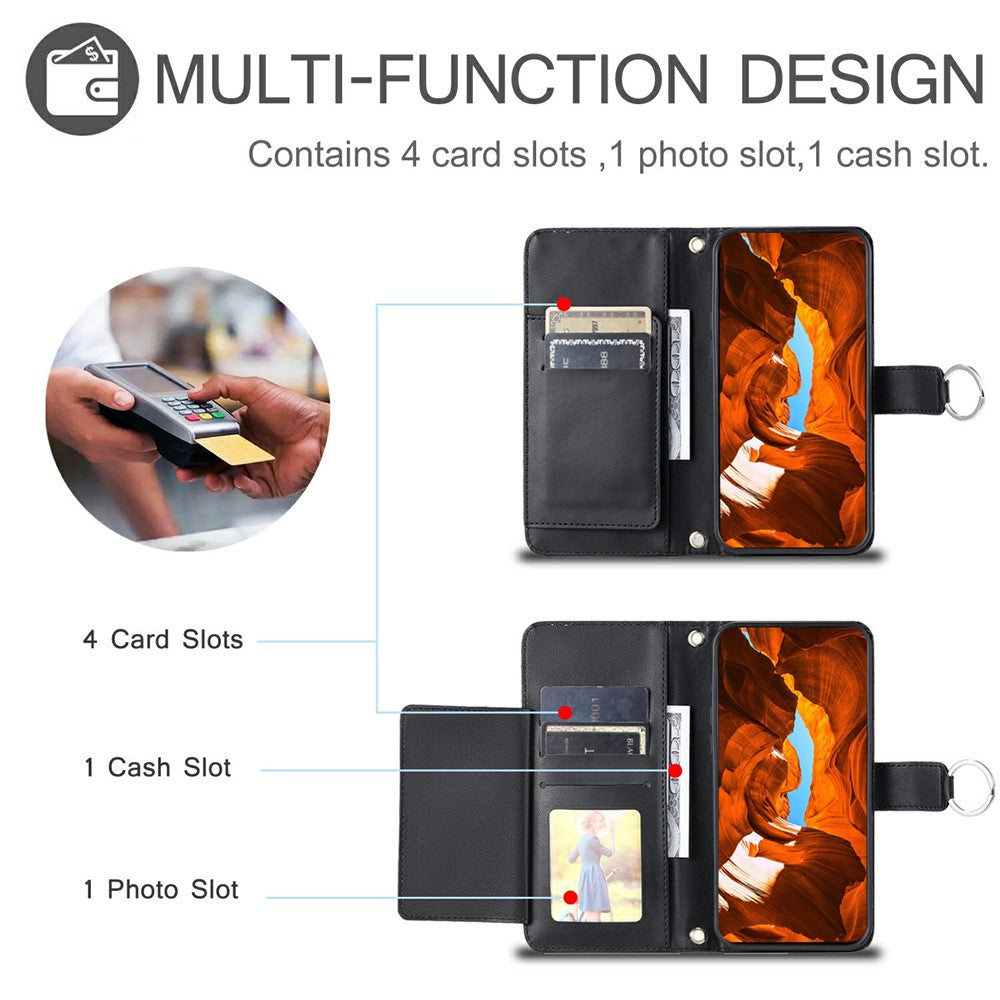 Crossbody Leather Case for Honor 400 Smart 5G / 4G / X7d 5G / 4G Ring Buckle Wallet Stand Rhombus Mobile Cover