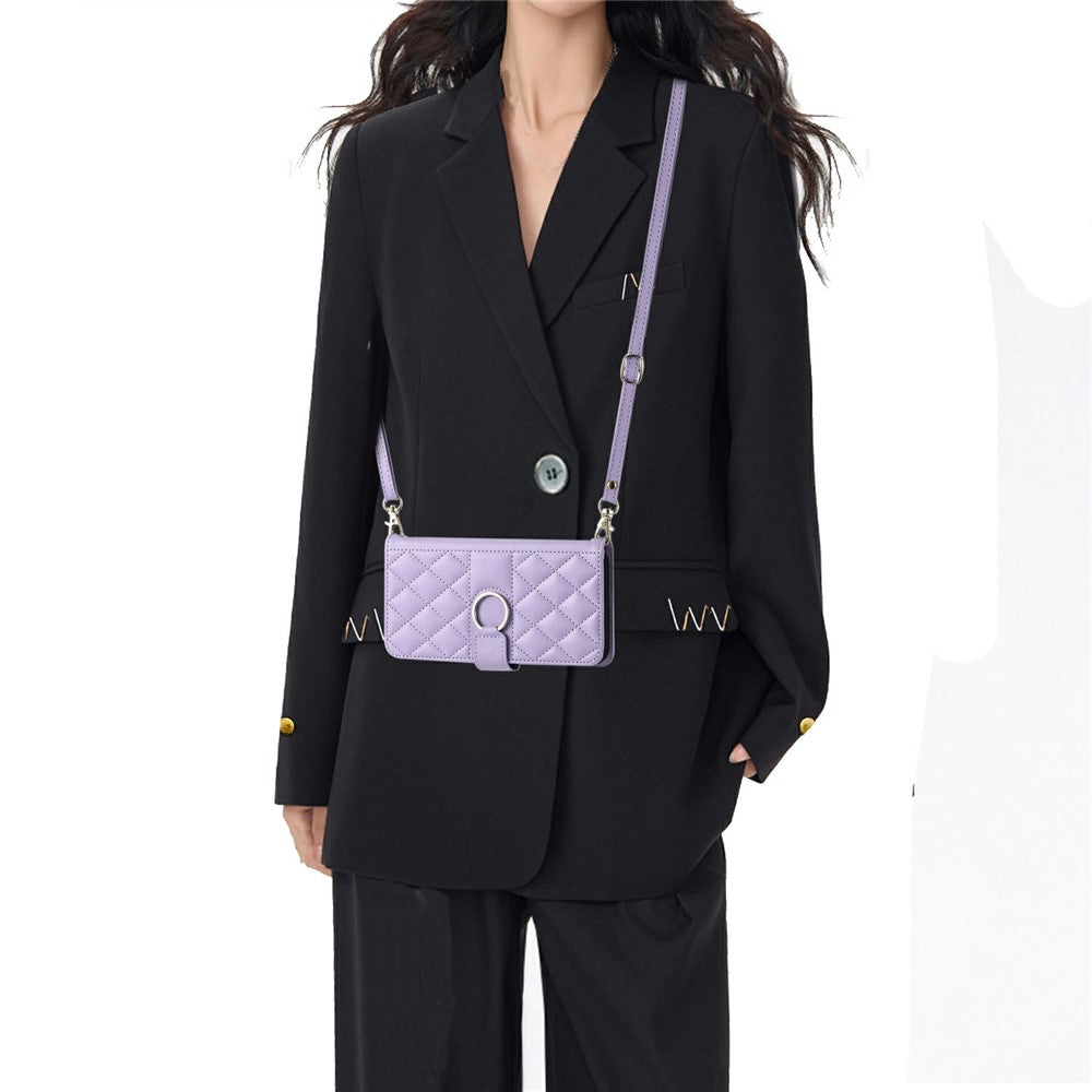 Crossbody Leather Case for Honor X9c 5G / Magic7 Lite 5G / X60 Pro 5G Ring Buckle Wallet Stand Rhombus Mobile Cover